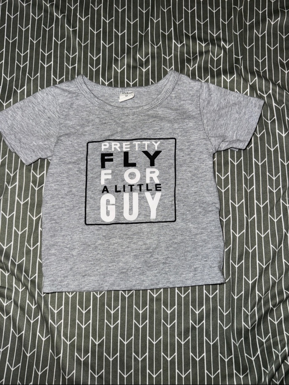 SHEIN Gray Graphic 'Pretty Fly For A Little Guy' Short Sleeve Tee
